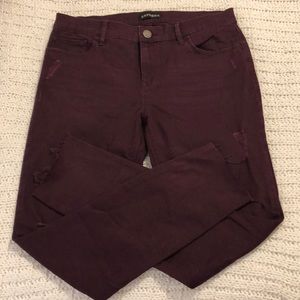 Express Maroon Mid Rise Ankle Legging